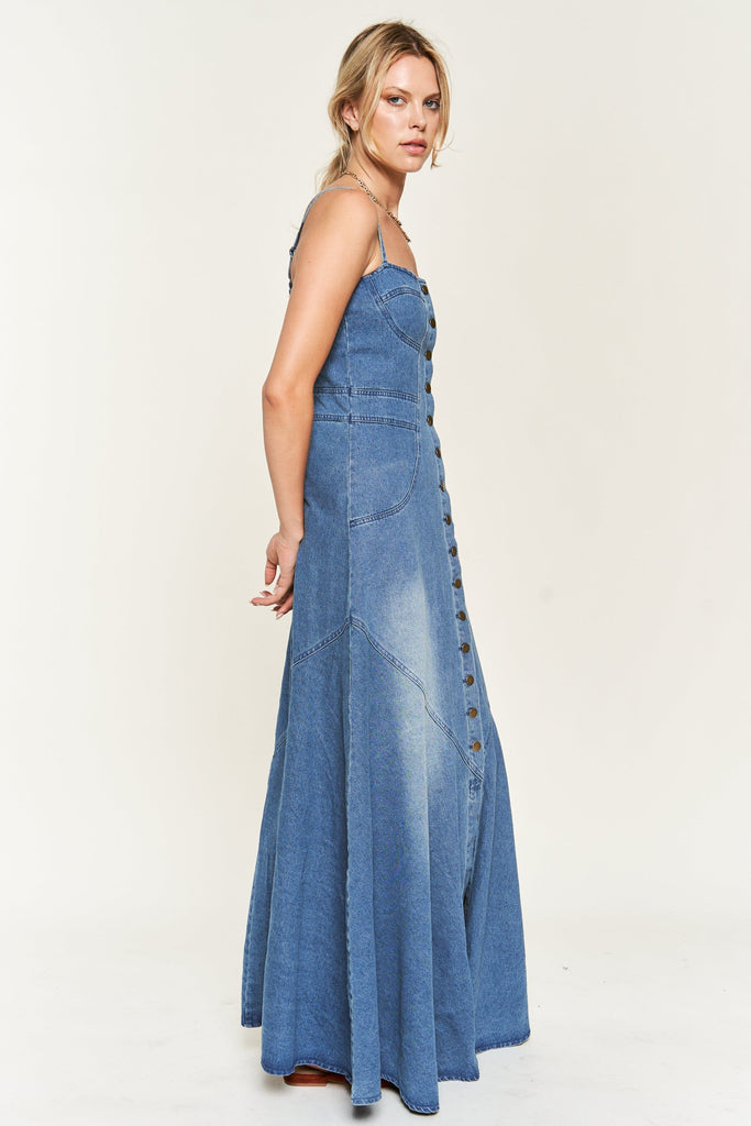 Siena Button Down Denim Maxi Dress