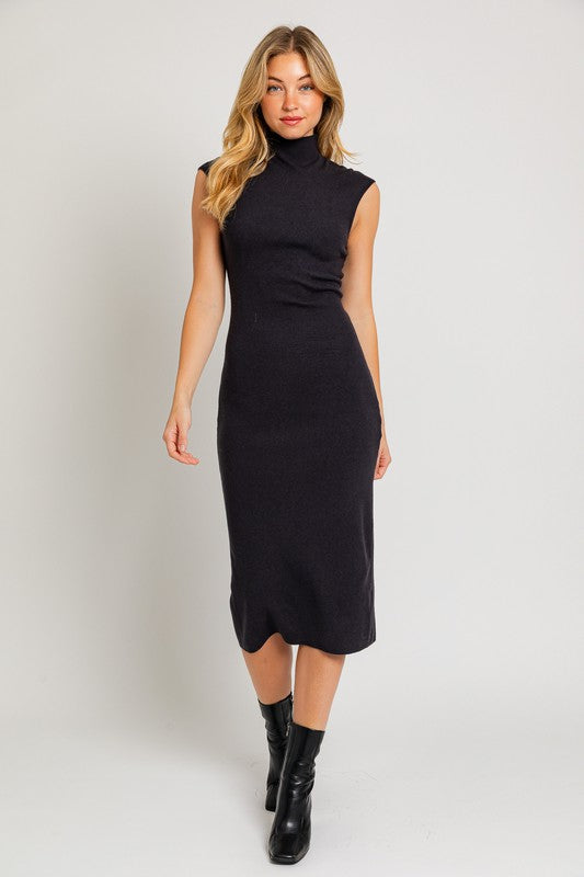 Au Revoir Mock Neck Knit Midi Dress