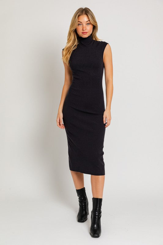 Au Revoir Mock Neck Knit Midi Dress