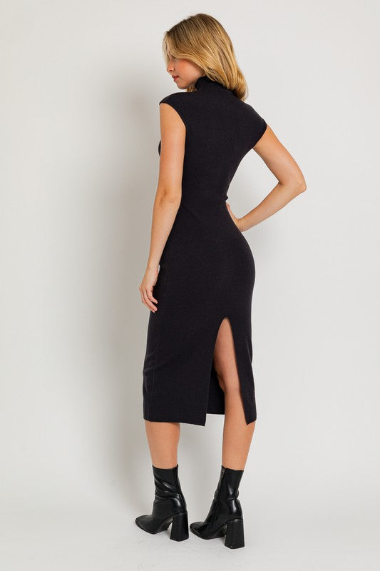 Au Revoir Mock Neck Knit Midi Dress