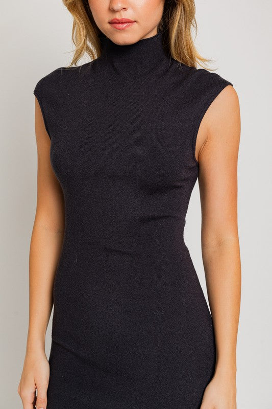 Au Revoir Mock Neck Knit Midi Dress