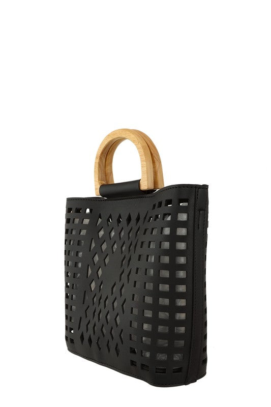 Mina Laser Cut Leather Shopper Tote