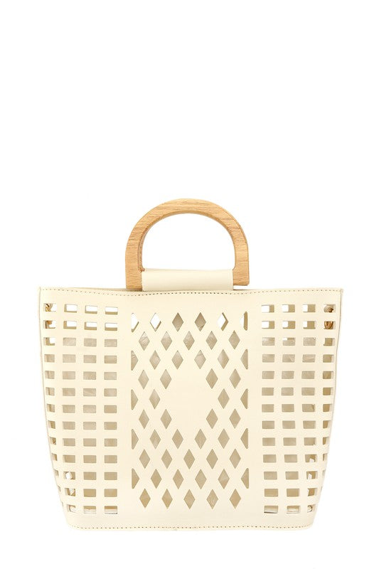 Mina Laser Cut Leather Shopper Tote