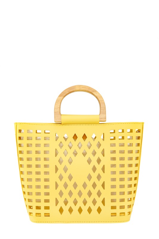 Mina Laser Cut Leather Shopper Tote