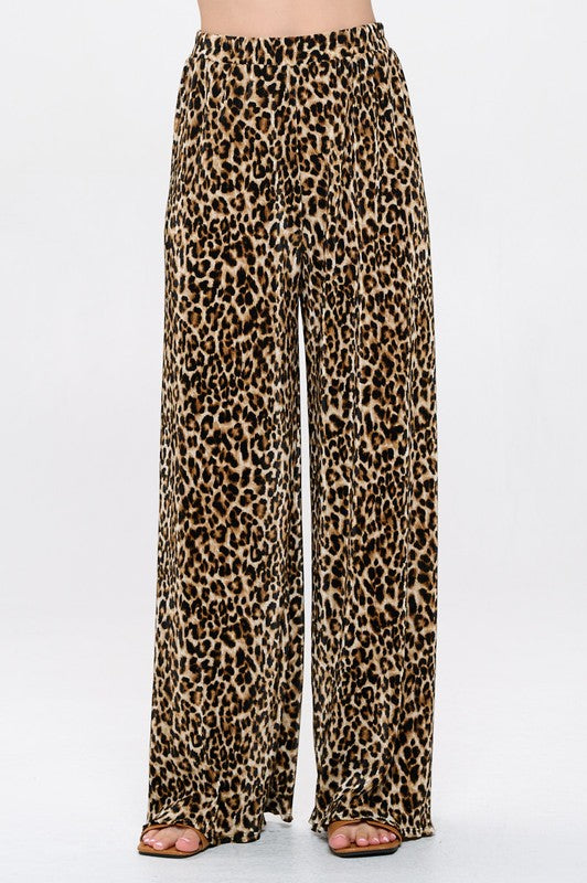 Dion Leopard Plisse Pants