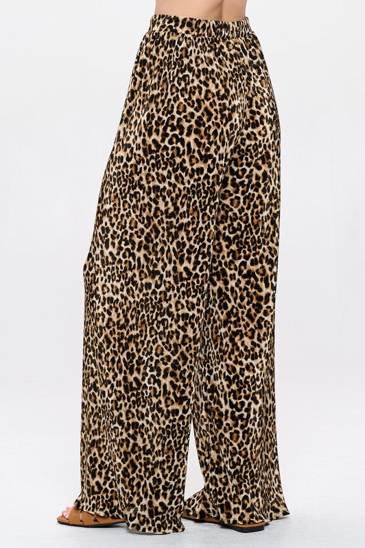 Dion Leopard Plisse Pants