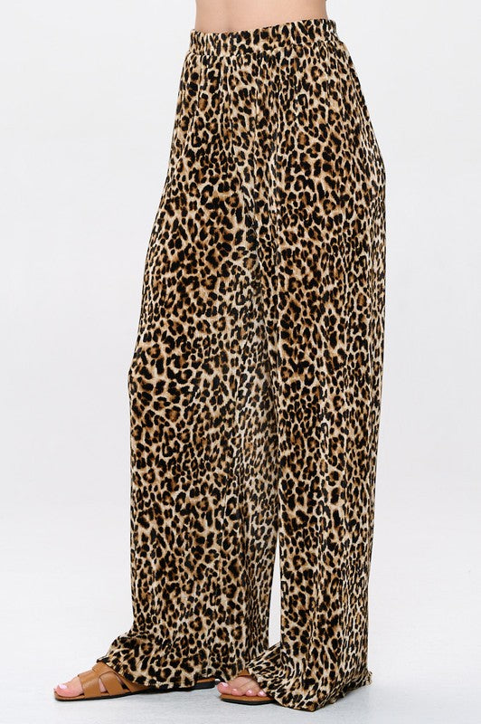 Dion Leopard Plisse Pants