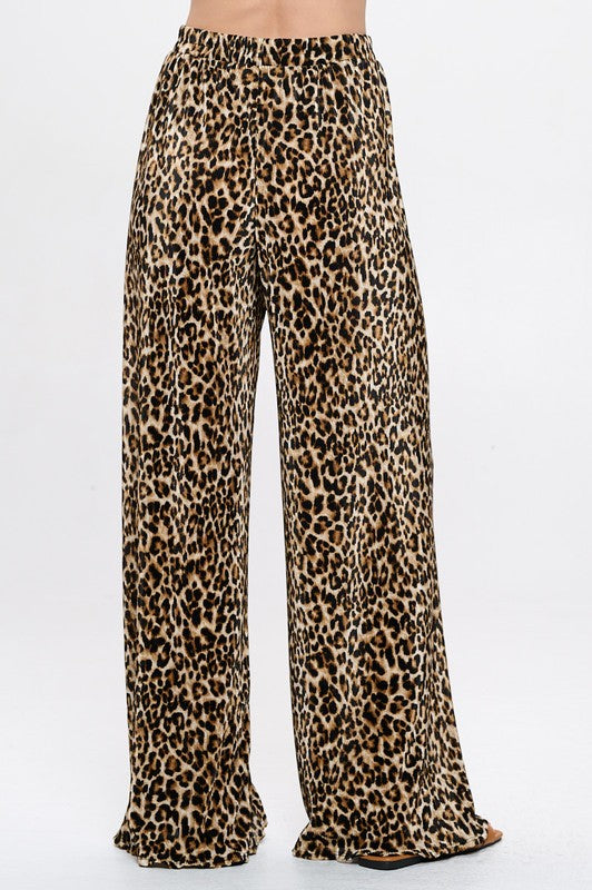 Dion Leopard Plisse Pants