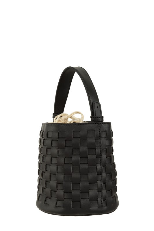 Remi Woven Leather Bucket Bag