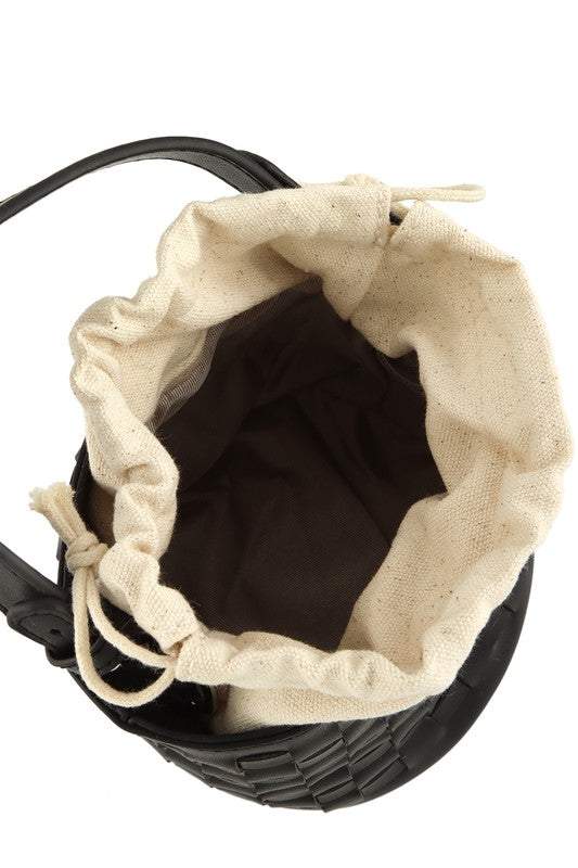 Remi Woven Leather Bucket Bag