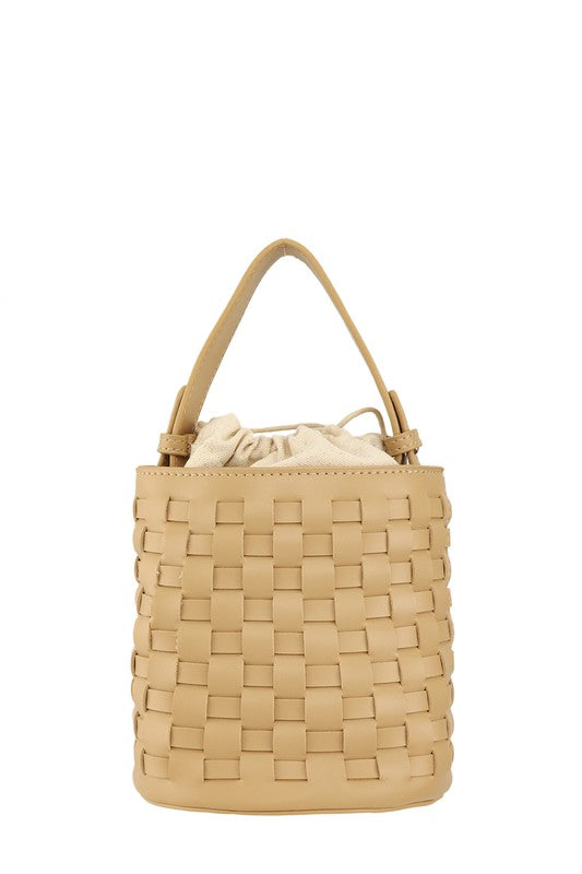 Remi Woven Leather Bucket Bag