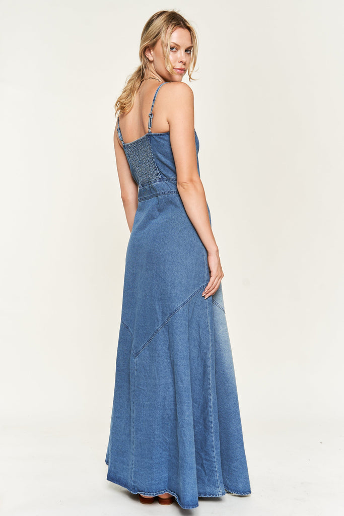 Siena Button Down Denim Maxi Dress