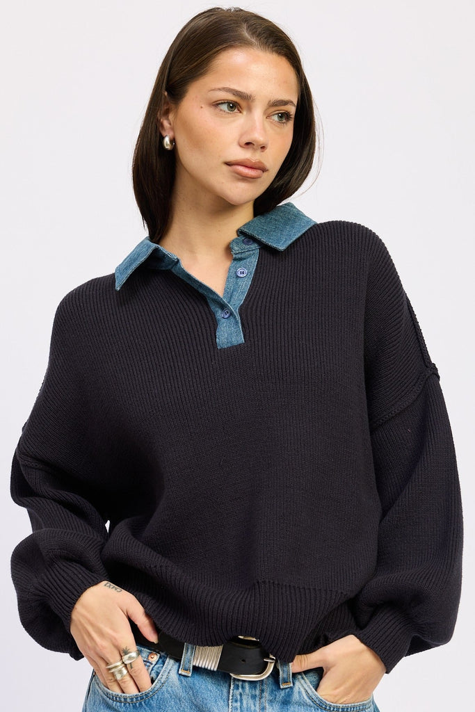 Eve Denim Collar Relaxed Fit Sweater