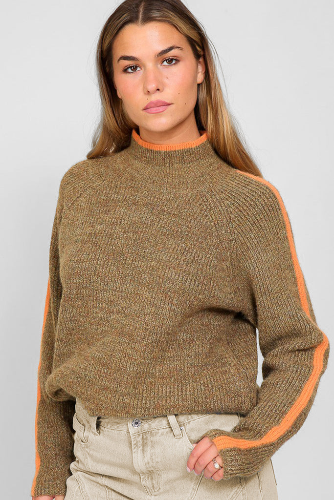 Sylvie Stripe Funnel Neck Sweater