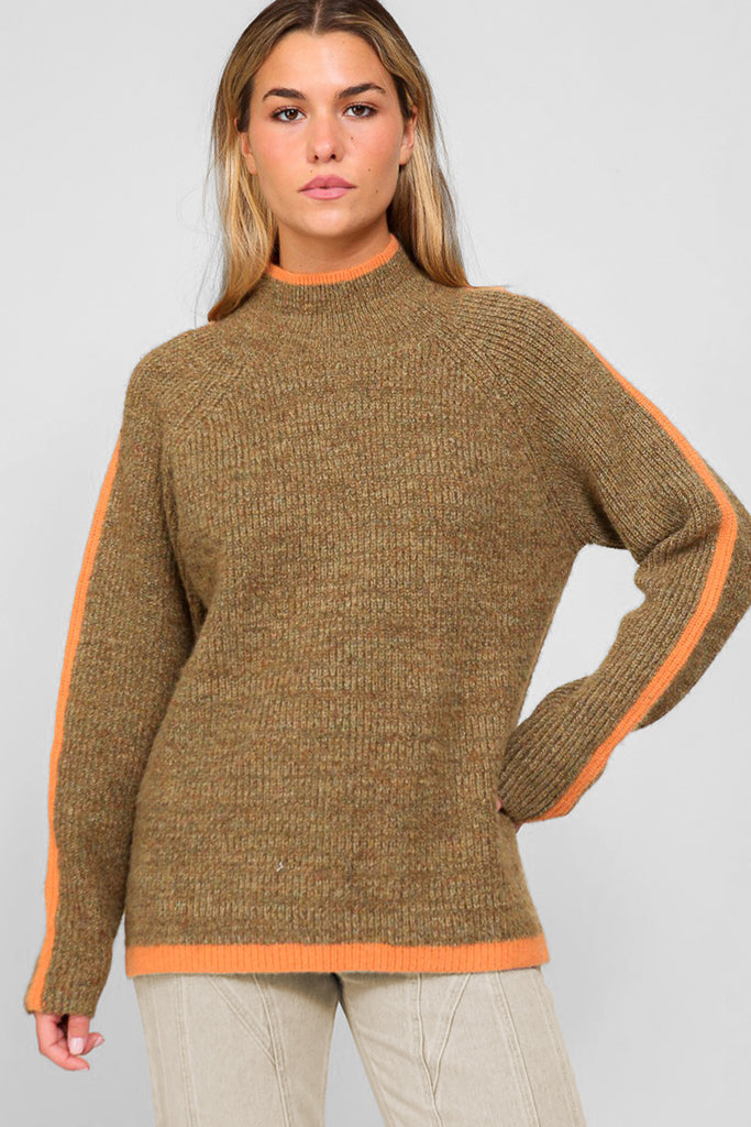 Sylvie Stripe Funnel Neck Sweater