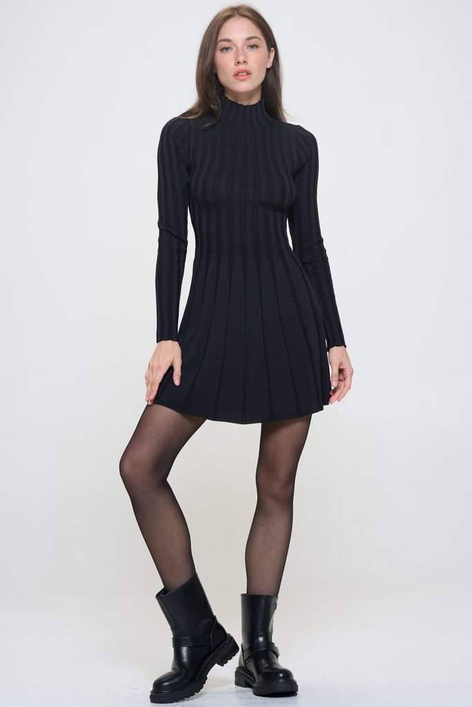 pleated skirt sweater dress Current Air Women's LIGHT BLUE / L length sleeves and a pleated Mohiass Sweater Dress with Skirt,Cable