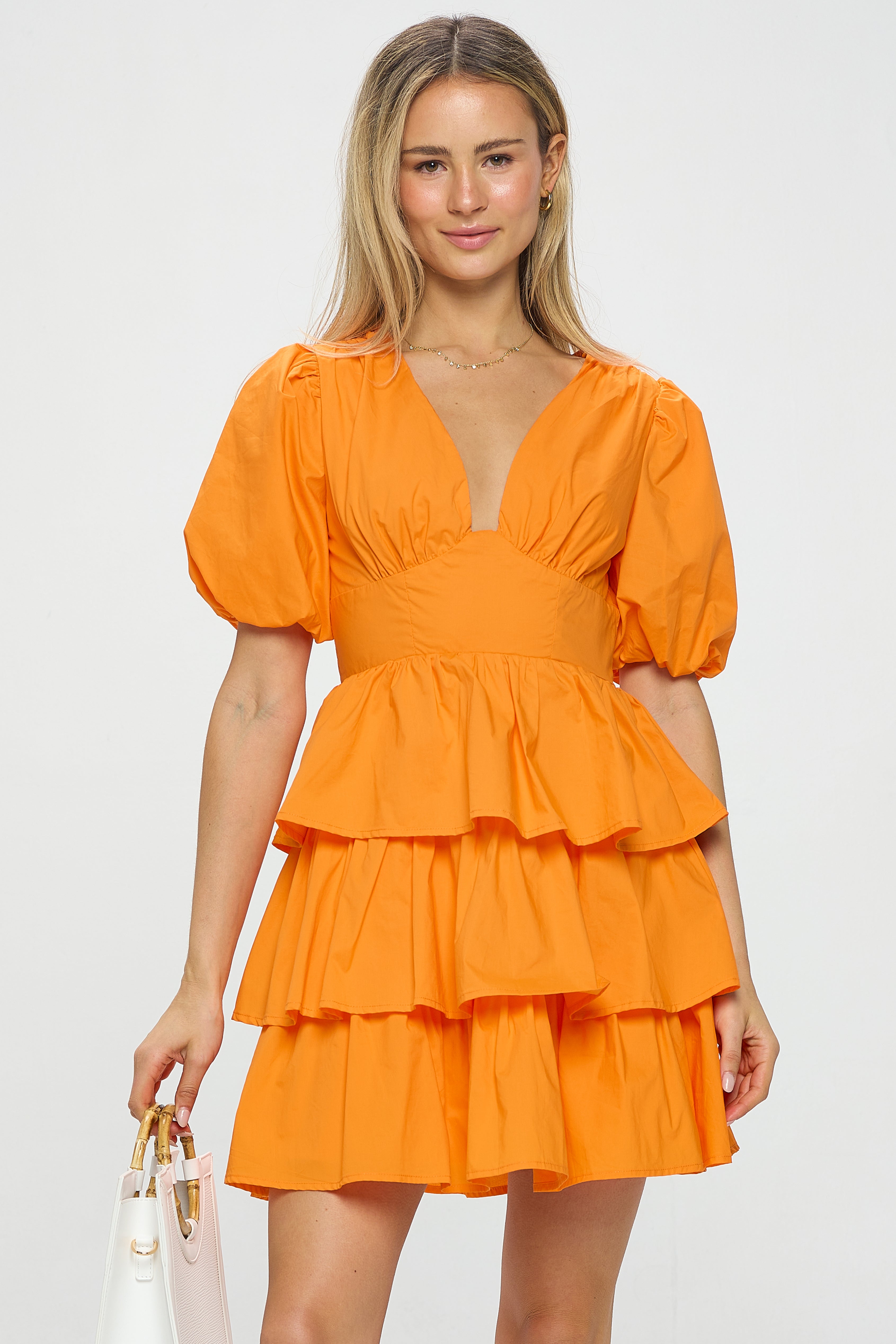 Puff sleeve ruffle dress best sale