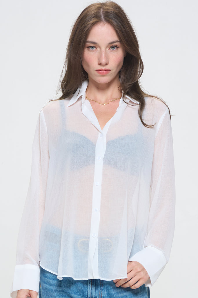 French Kiss Sheer Button Down